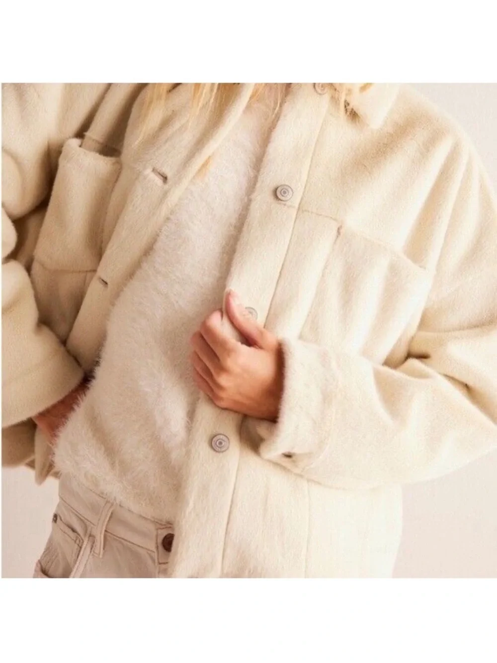 Free People We The Free Cozy Opal Swing Faux Fur Jacket Sz S